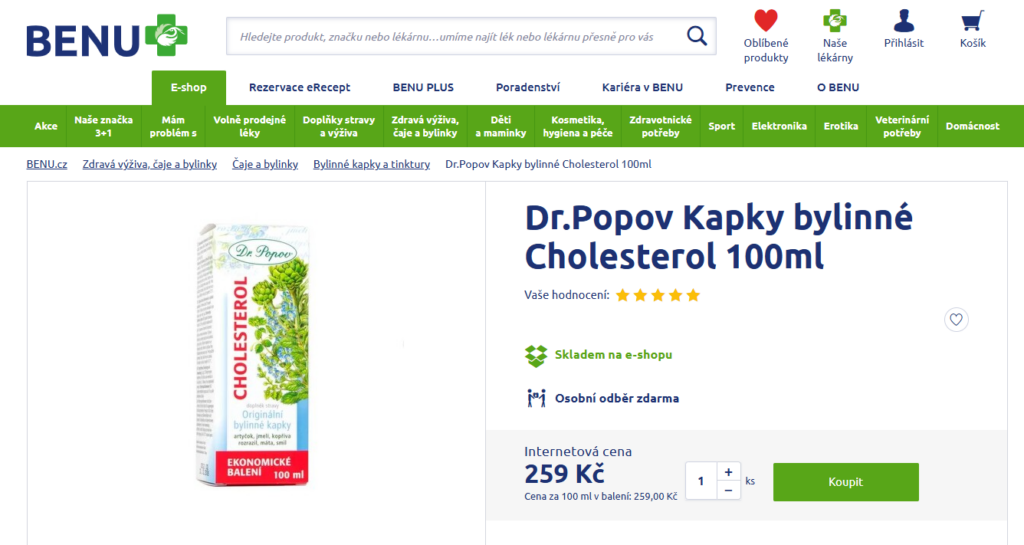 dr.popov cholesterol kapky recenze